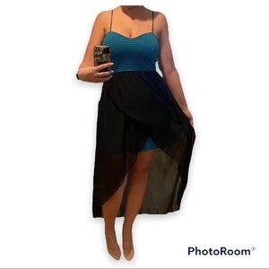 Daytrip Fitted Striped Dress with Overlay L